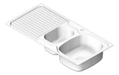 3D Shaded Image of Sink Kitchen Oliveri Endeavour OneAndHalfBowl Drainer RHS