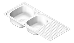 3D Shaded Image of Sink Kitchen Oliveri Endeavour OneAndThreeQuarter Drainer LHS