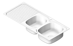 3D Shaded Image of Sink Kitchen Oliveri Endeavour OneAndThreeQuarter Drainer RHS