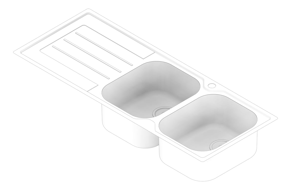 3D Documentation Image of Sink Kitchen Oliveri Flinders DoubleBowl Right