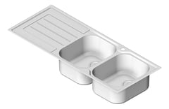 3D Shaded Image of Sink Kitchen Oliveri Flinders DoubleBowl Right