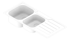 3D Documentation Image of Sink Kitchen Oliveri Flinders OneAndThreeFourthBowl Left