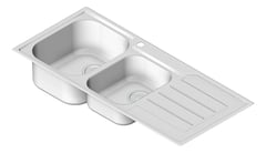 3D Shaded Image of Sink Kitchen Oliveri Flinders OneAndThreeFourthBowl Left
