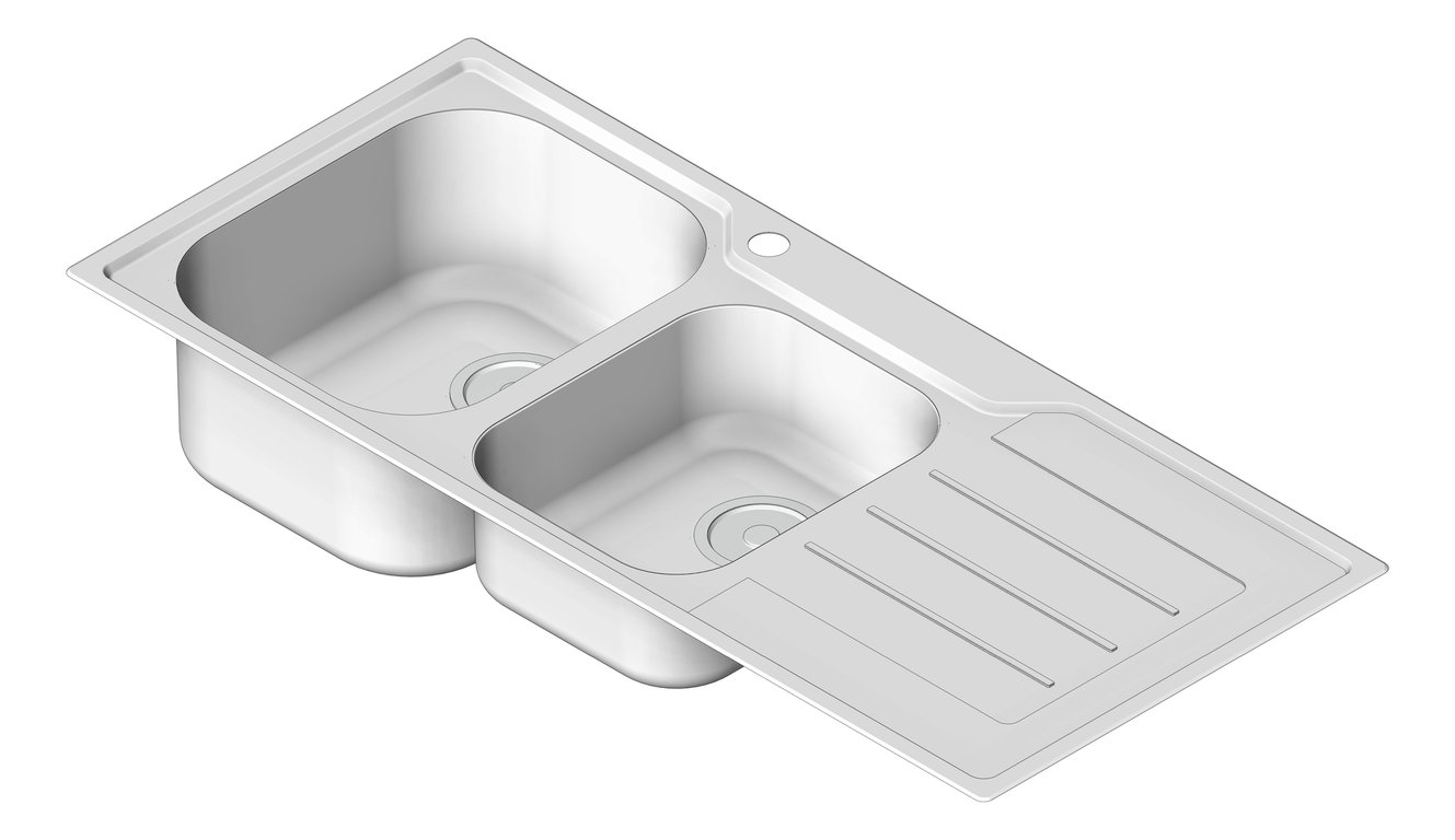 Navigate to Sink Kitchen Oliveri Flinders OneAndThreeFourthBowl Left