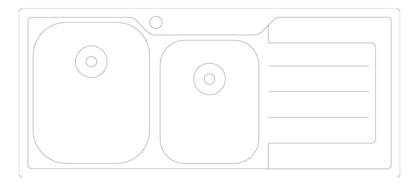 Plan Image of Sink Kitchen Oliveri Flinders OneAndThreeFourthBowl Left
