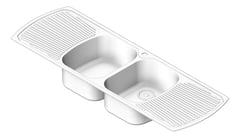 3D Shaded Image of Sink Kitchen Oliveri Monet DoubleBowl Topmount DoubleDrainer