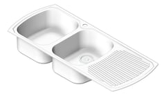 3D Shaded Image of Sink Kitchen Oliveri Monet DoubleBowl Topmount Drainer LHS