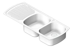 3D Shaded Image of Sink Kitchen Oliveri Monet DoubleBowl Topmount Drainer RHS