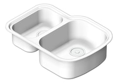 3D Shaded Image of Sink Kitchen Oliveri Monet OneAndHalfBowl RHS
