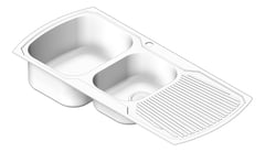 3D Shaded Image of Sink Kitchen Oliveri Monet OneAndThreeQuarterBowl Topmount Drainer LHS