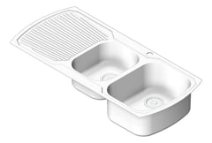 3D Shaded Image of Sink Kitchen Oliveri Monet OneAndThreeQuarterBowl Topmount Drainer RHS