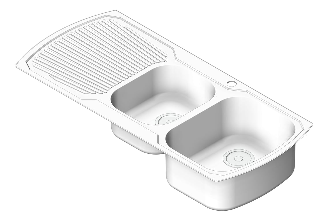 Image of Sink Kitchen Oliveri Monet OneAndThreeQuarterBowl Topmount Drainer RHS