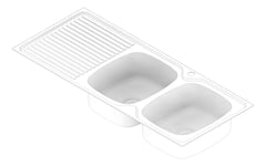 3D Documentation Image of Sink Kitchen Oliveri ProjectSinks DoubleBowl Drainer RHS