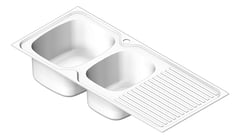 3D Shaded Image of Sink Kitchen Oliveri ProjectSinks OneAndThreeQuarterBowl Drainer LHS