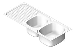 3D Shaded Image of Sink Kitchen Oliveri ProjectSinks OneAndThreeQuarterBowl Drainer RHS