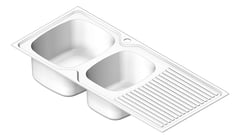 3D Shaded Image of Sink Kitchen Oliveri ProjectSinks OneAndThreeQuarterBowl NoTapHole LHS