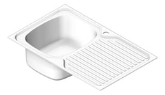 3D Shaded Image of Sink Kitchen Oliveri ProjectSinks SingleBowl Drainer LHS