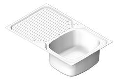 3D Shaded Image of Sink Kitchen Oliveri ProjectSinks SingleBowl Drainer RHS