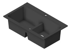 3D Shaded Image of Sink Kitchen Oliveri Santorini DoubleBowl Topmount GlassTop