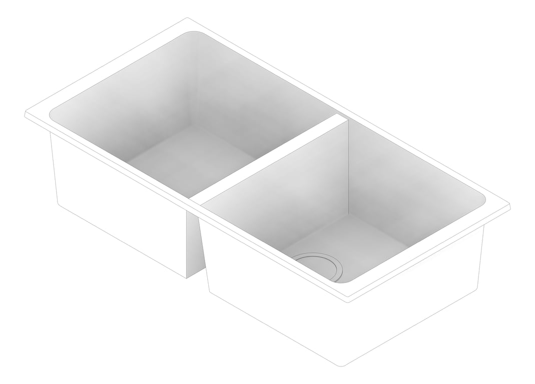 3D Documentation Image of Sink Kitchen Oliveri Santorini DoubleBowl Undermount