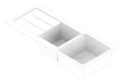 3D Documentation Image of Sink Kitchen Oliveri Santorini OneAndThreeQuarterBowl Drainer Right