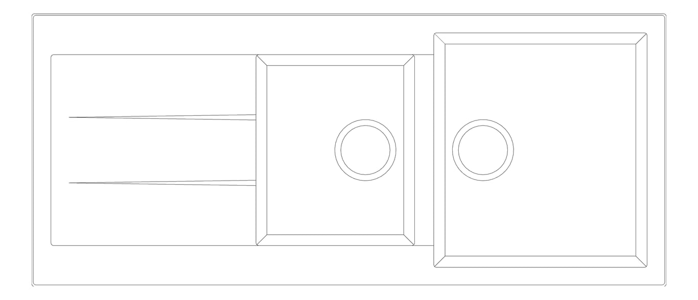 Plan Image of Sink Kitchen Oliveri Santorini OneAndThreeQuarterBowl Drainer Right