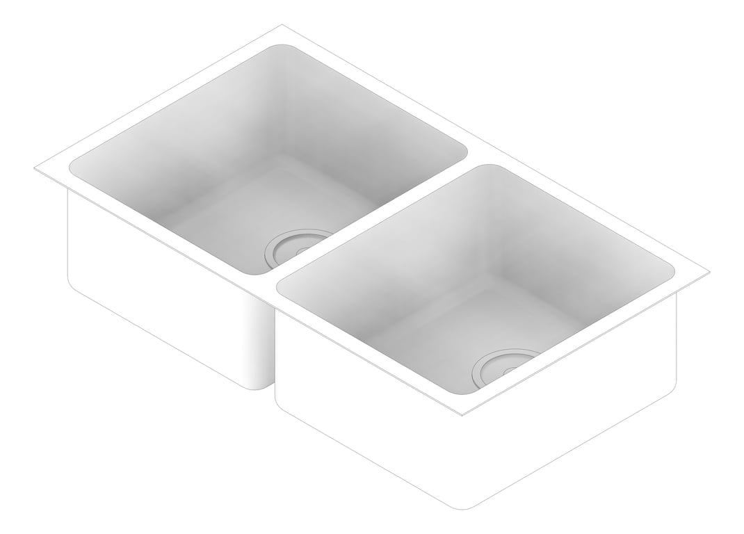 3D Documentation Image of Sink Kitchen Oliveri Sonetto DoubleBowl Universal