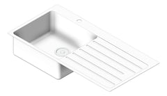 3D Shaded Image of Sink Kitchen Oliveri Sonetto SingleBowl Drainer LHS