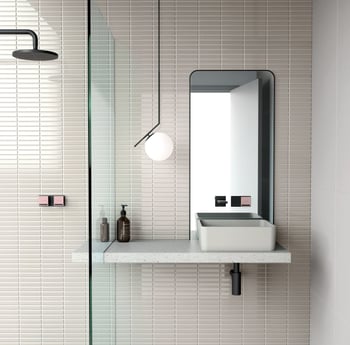 116-7803-10 116-7610-10 116-7923-10 116-9002-83 Phoenix Zimi Shower Mixer and Twin Shower Mixer and Wall Outlet Lifestyle RGB.jpg Image of MixerTap Wall Phoenix Zimi