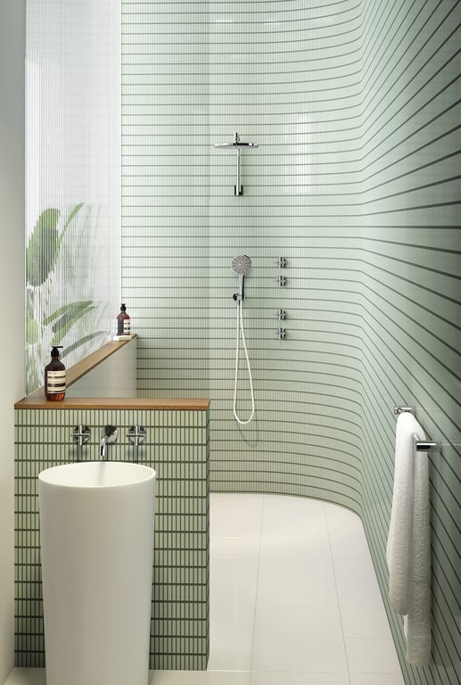 119-0600-00 119-0810-00 604-6610-62 604-5100-00 Phoenix Vivid Slimline Plus Collection and NX Vive Shower Lifestyle RGB.jpg Image of TapSet Wall Phoenix VividSlimlinePlus