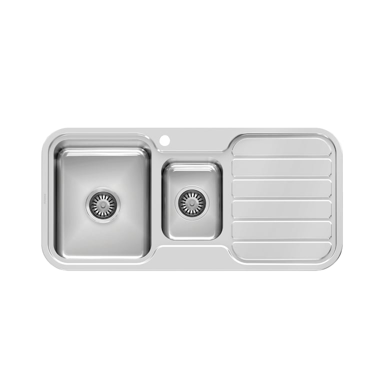 300-4111-50_1000_Series_1-1_3_LH_Bowl_Sink_with_Drainer_with_Hole.jpg Image of Sink Kitchen Phoenix 1000Series OneAndOneThird Drainer Left