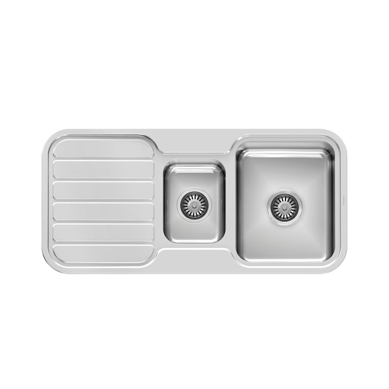 300-4301-50_1000_Series_1-1_3_Bowl_Sink_with_Drainer_No_Hole.jpg Image of Sink Kitchen Phoenix 1000Series OneAndOneThird Drainer Right