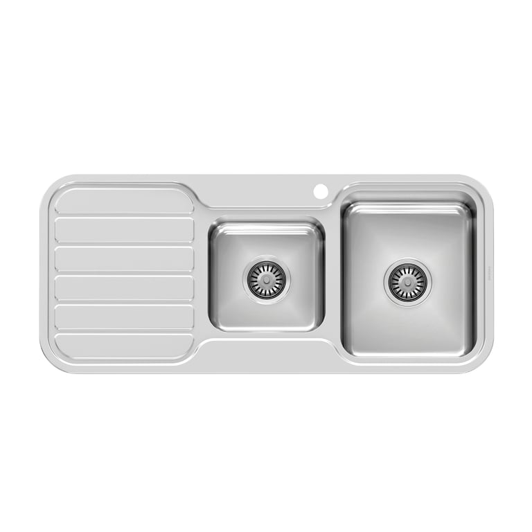300-5211-50_1000_Series_1-3_4_RH_Bowl_Sink_with_Drainer_with_Hole.jpg Image of Sink Kitchen Phoenix 1000Series OneAndThreeFourth Drainer Right
