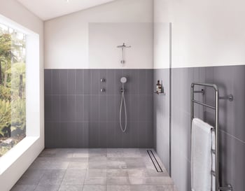 608-5100-00 608-6610-00 111-8700-00 Phoenix NX Iko Shower Arm & Rose and Hand Shower Lifestyle RGB.jpg Image of TowelRail Ladder Phoenix VividSlimline