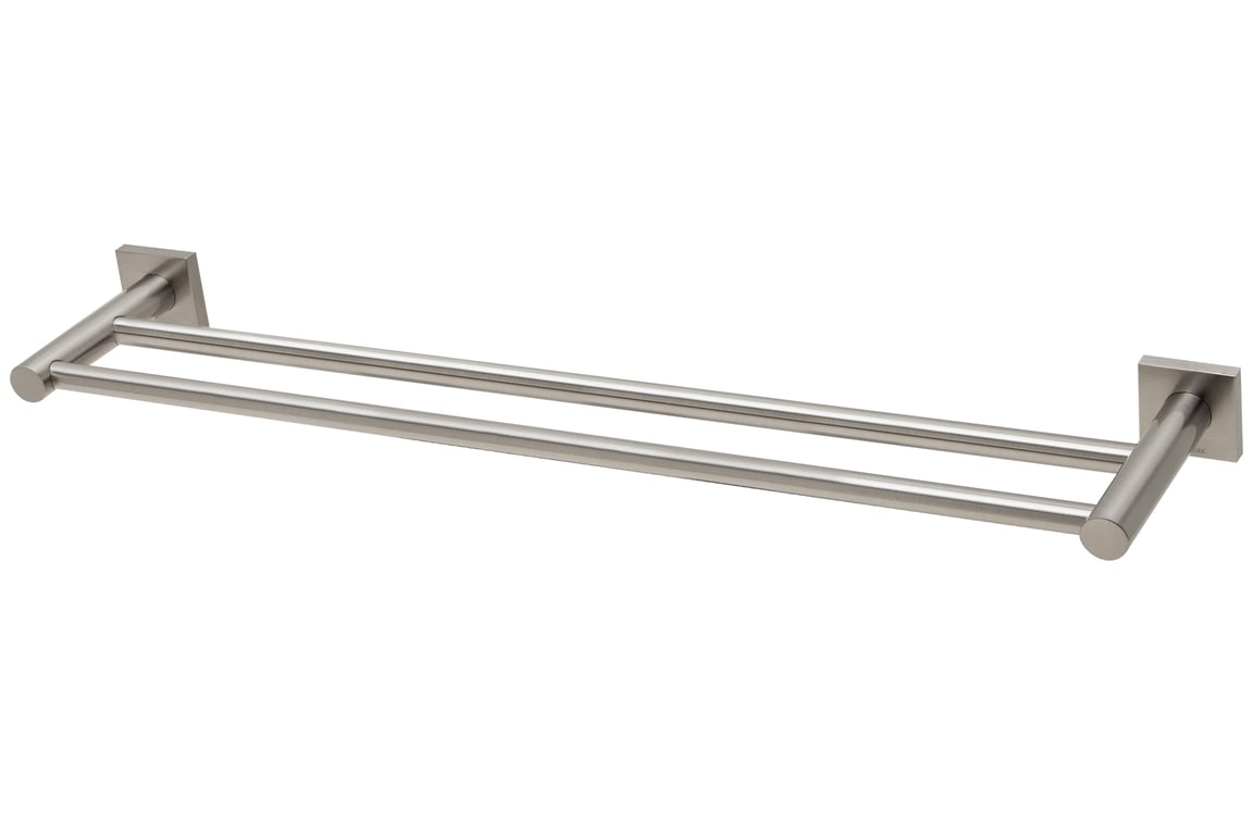 RS813 BN Radii Double Towel Rail 600mm Square Plate.jpg Image of TowelRail Double Phoenix Radii 600 SquarePlate