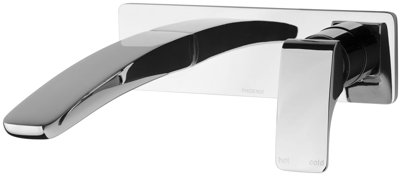 RU785 CHR Rush Wall Basin Set 180mm.jpg Image of MixerSet Wall Phoenix Rush Basin