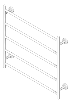 3D Shaded Image of TowelRail Ladder Phoenix Radii 750 RoundPlate