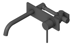 3D Shaded Image of MixerSet Wall Phoenix VividSlimline Bath Curved 180mm