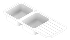 3D Documentation Image of Sink Kitchen Phoenix 1000Series Double Drainer Left