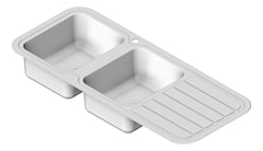 3D Shaded Image of Sink Kitchen Phoenix 1000Series Double Drainer Left