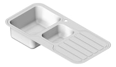 3D Shaded Image of Sink Kitchen Phoenix 1000Series OneAndOneThird Drainer Left