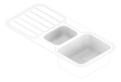 3D Documentation Image of Sink Kitchen Phoenix 1000Series OneAndOneThird Drainer Right