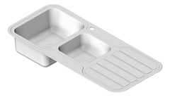 3D Shaded Image of Sink Kitchen Phoenix 1000Series OneAndThreeFourth Drainer Left