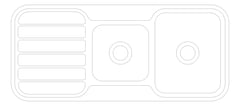 Plan Image of Sink Kitchen Phoenix 1000Series OneAndThreeFourth Drainer Right