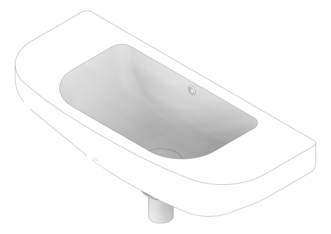 3D Documentation Image of Basin WallHung Plumbline Evo Round Right