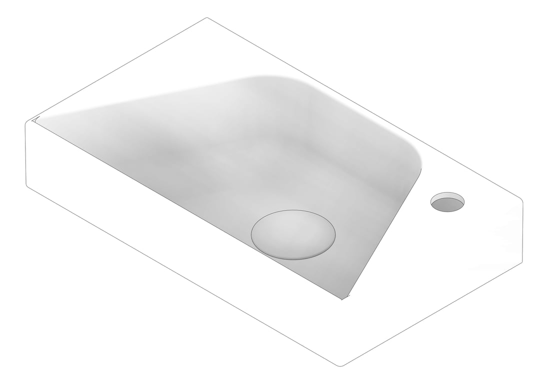 3D Documentation Image of Basin WallHung Plumbline Verso Projections Right