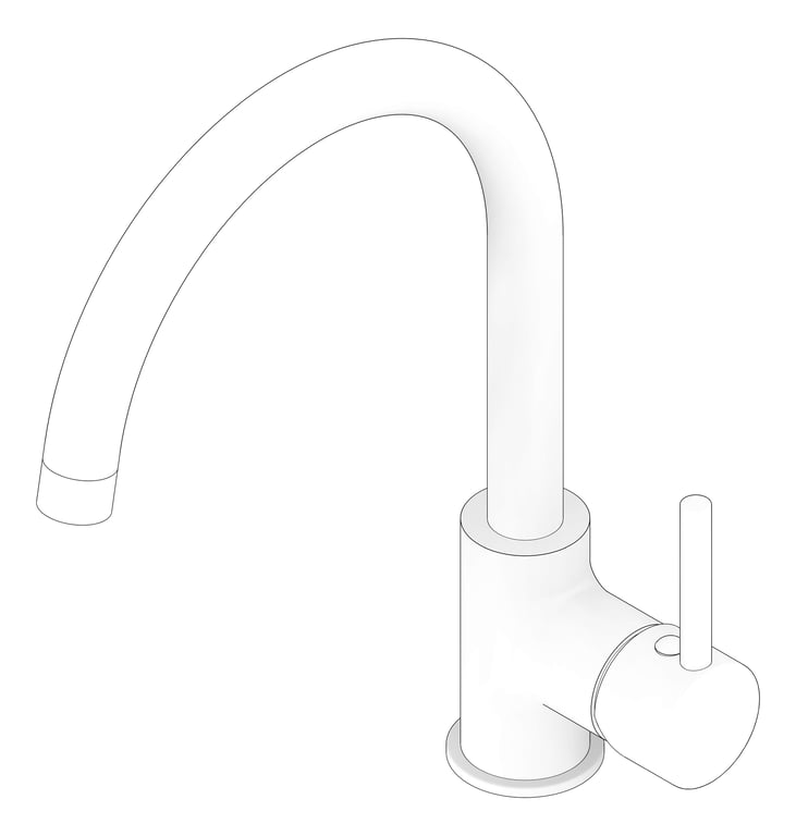 3D Documentation Image of Mixer Sink Raymor Projix SideLever Gooseneck