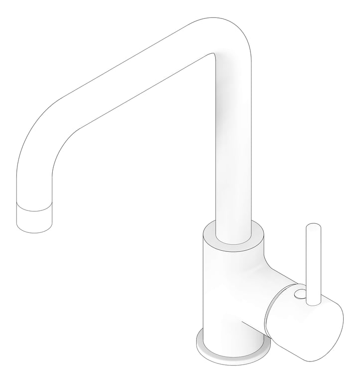 3D Documentation Image of Mixer Sink Raymor Projix Square SideLever