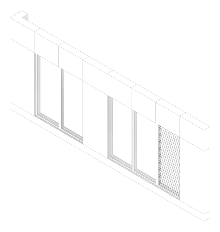 3D Documentation Image of FACADE Assembly Admin Type1C 3900x9600mm