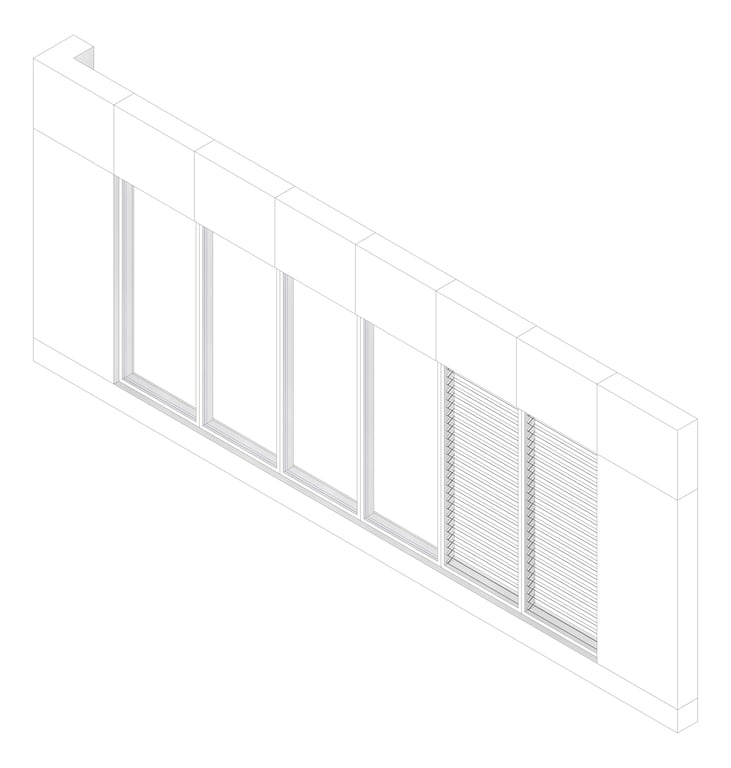 3D Documentation Image of FACADE Assembly Health-PE-Performing-Arts Type1C 3900x9600mm